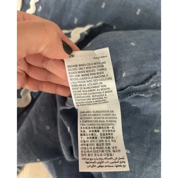 Charter Club Women’s Ric-Rac-Trim Linen Tunic Top Blue White Sleeveless Size XL - Picture 7 of 7